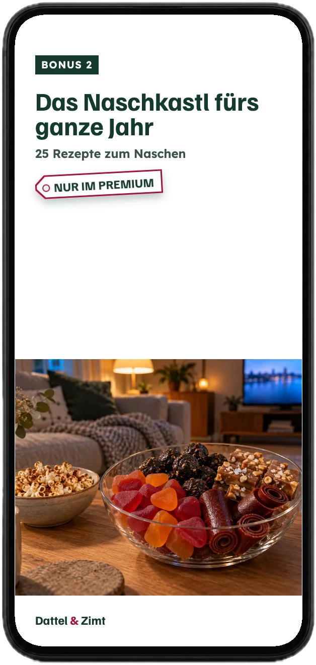 Titelseite des Bonus „Das Naschkastl fürs ganze Jahr“ auf einem Handy