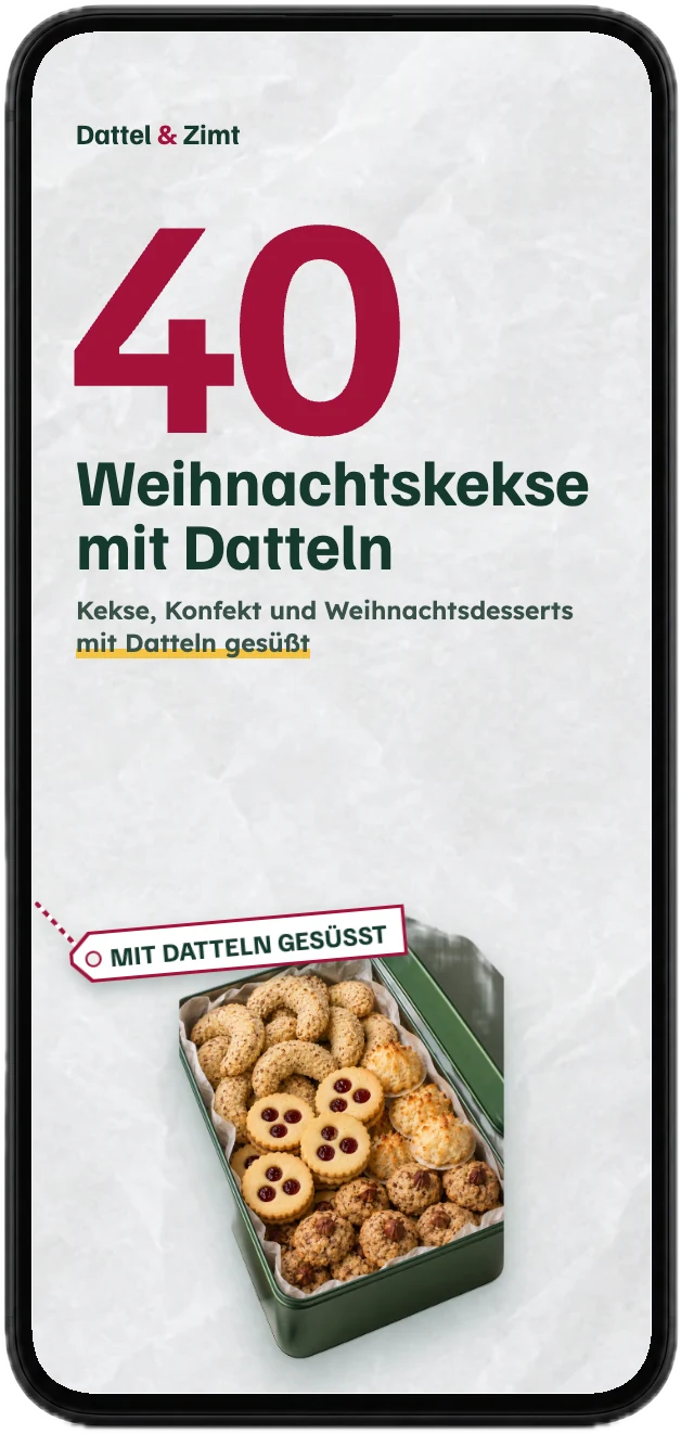 Titelseite des Keksbuchs mit 40 Rezepten auf einem Handy